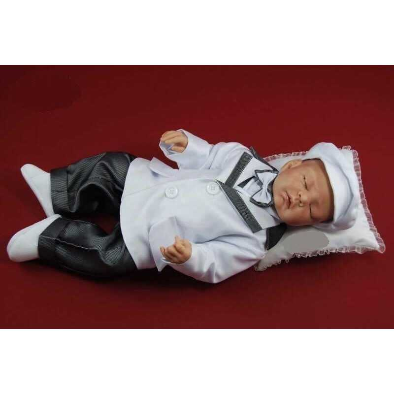  Christening/Special Occasion Baby Boy White/Gray Outfit Style JAMES