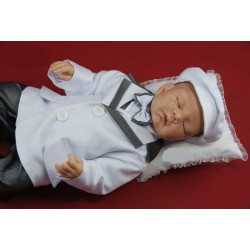  Christening/Special Occasion Baby Boy White/Gray Outfit Style JAMES