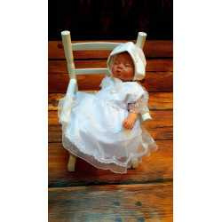 White Baby Girl Christening Dress with Bonnet Style MAYA SL