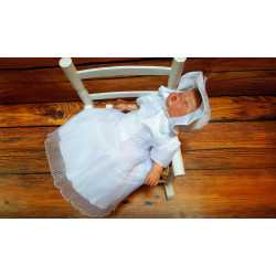 White Christening Baby Girl Dress with Bonnet Style MONICA