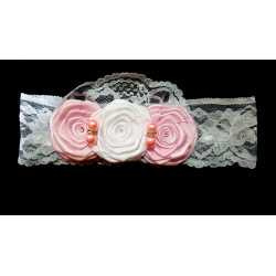 White/Pink Christening/Special Occasion Headband Style 111 b