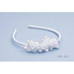 White Communion Headband with Pearls and Diamontes style OW-015