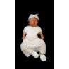 White Crochet Christening/Special Occasion Dress Short Sleeves with Headband and Shoes style Gabi 3