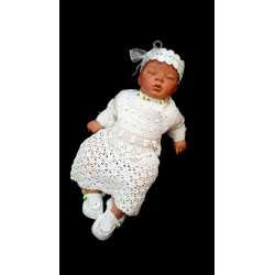 White Crochet Christening/Special Occasion Dress with Headband style Gabi 2