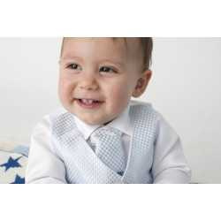 White/Blue Baby Boy Checkered Christening/Special Occasion Suit Style CR02