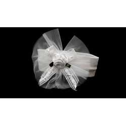 White Christening/Baptism Headband with Roses Style 7048