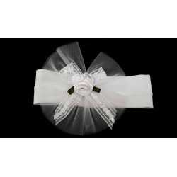 White Christening/Baptism Headband with Roses Style 7048