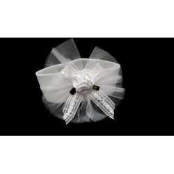 White Christening/Baptism Headband with Roses Style 7048