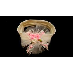 Ivory/Pink Christening/Baptism Headband with Roses Style 7048