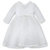 Ivory Long Lace Sleeves Christening Ballerina Length Dress Style 070086-2