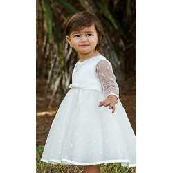 Ivory Long Lace Sleeves Flower Girl/Special Occasion Ballerina Length Dress by Sarah louise- Style 070086-2