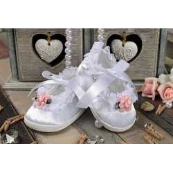 Baby Girl White/Pink Christening/Baptism Shoes Style PRINCESS III