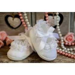 Baby Girls White Satin Ballet Style Christening Shoes