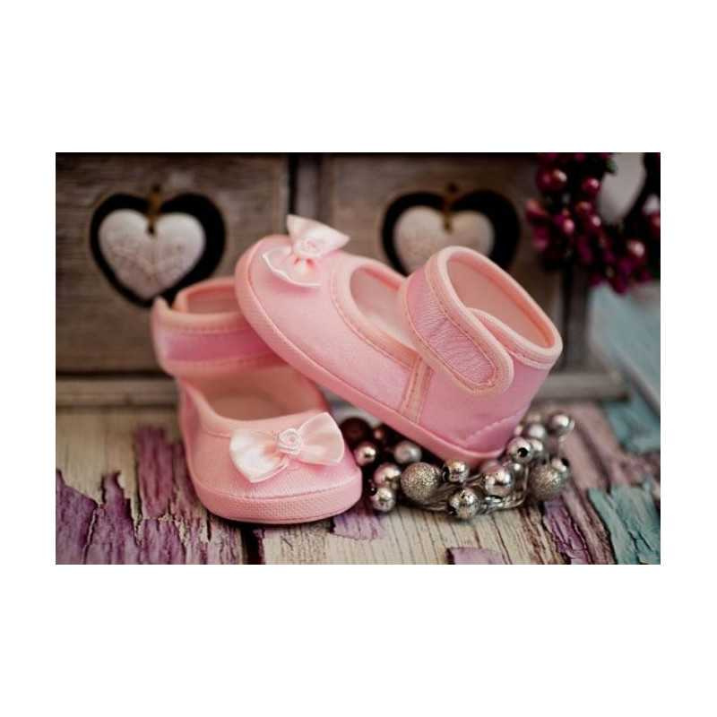 Baby Girls Christening/Occasion Ballerina Shoes with Satin Bow in Pink