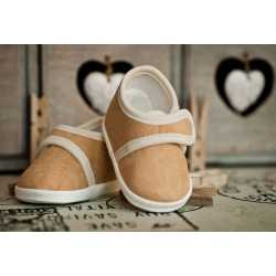 Suede Beige Christening Shoes M008