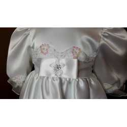 Christening Satin Baby Girl Dress in White style Kaja 