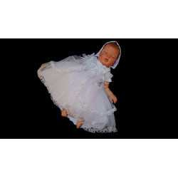 Sevva White Tulle Princess Christening Dress with Overlay & Bonnet Style L321