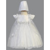 Sevva White Tulle Princess Christening Dress with Overlay & Bonnet Style L321