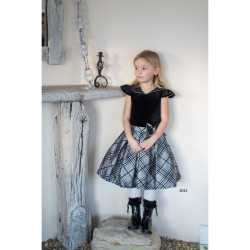 Christmas/Special Occasion Black/Silver Velvet Checkered Skirt Dress Style CT8032