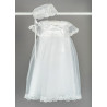 White Baby Girls Christening Gown with Bonnet Style BT025