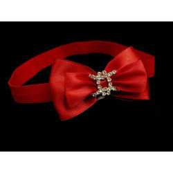 Red Satin Bow Diamanté Buckle Baby Headband Style 373