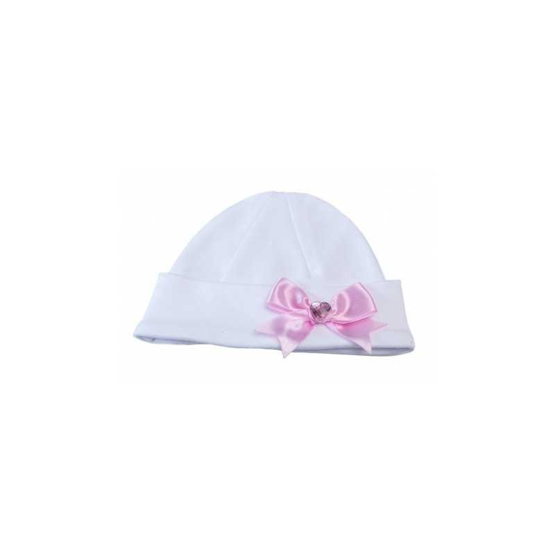 White/Pink Christening/Special Occasion Bonnet Style BONNET SUSAN