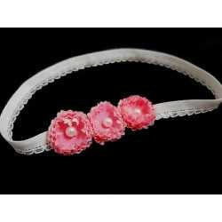 White/Pink Christening/Special Occasion Headband Style 107b