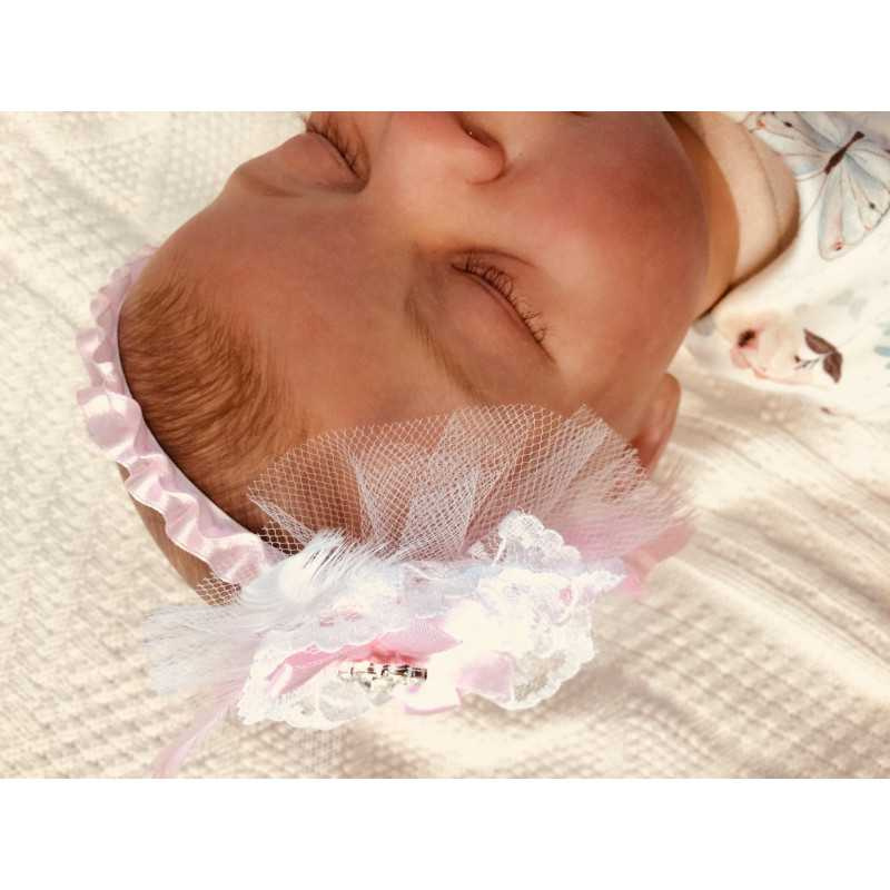 Pink Satin Christening/special Occasion Headband Style ANTONIA II