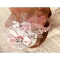 Pink Satin Christening/special Occasion Headband Style ANTONIA II