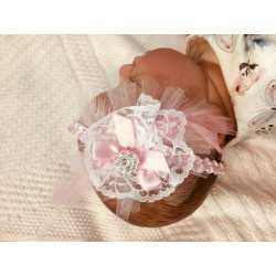 Pink Satin Christening/special Occasion Headband Style ANTONIA II