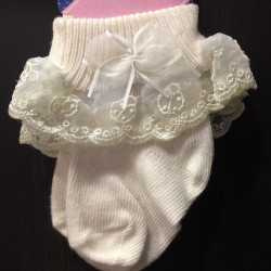 Ivory Baby Girl Christening/Special Occasion Ladybird Sock