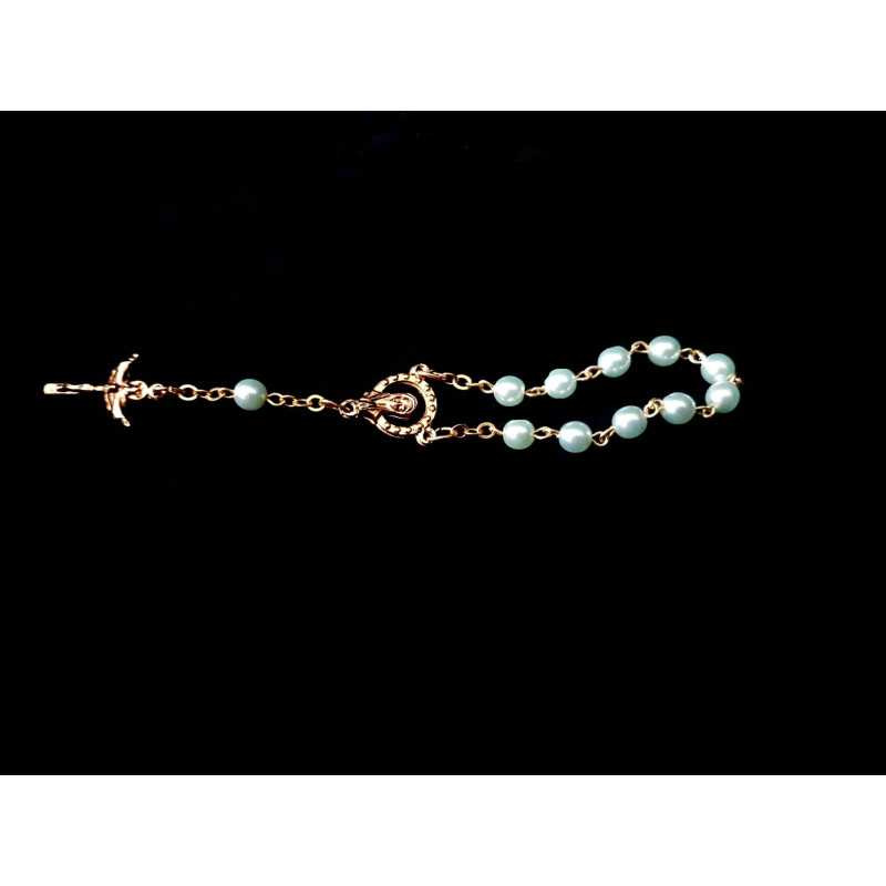 Green/Gold Baptism Baby Bracelet 10th Rosary Style ROSARY 08