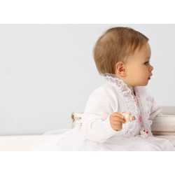 White Long Sleeve Baby Girl Christening Bolero Style GB003