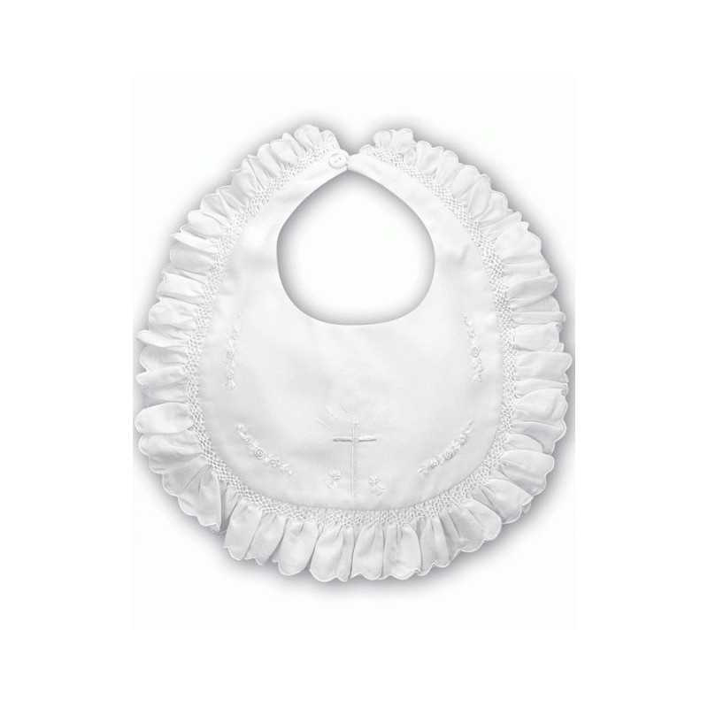 Sarah Louise White Christening Bib Style 003310