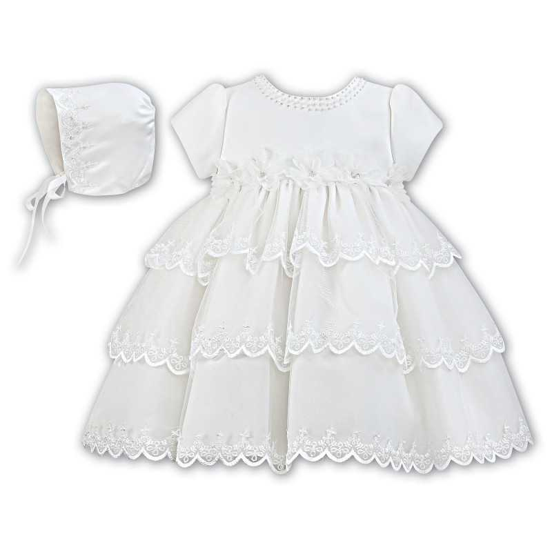 Sarah Louise Ivory Christening Baby Girl Dress & Bonnet Style 001150