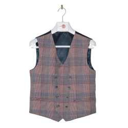 Navy/Red Checkered First Holy Communion/Special Occasion Waistcoat Style 10-10006