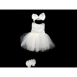 Ivory Christening/Baptism Dress, Headband & Shoes Style 05003