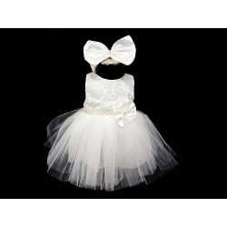 Ivory Christening/Baptism Dress, Headband & Shoes Style 05003