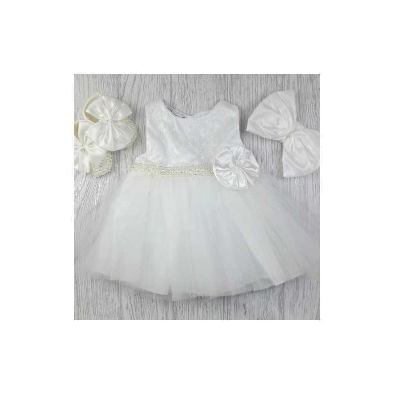 Ivory Christening/Baptism Dress, Headband & Shoes Style 05003