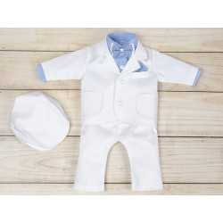 5 Pcs Christening Suit& Jacket Cesary White