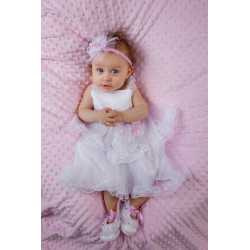 White/Pink Christening Dress Style ANTONINA