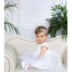 White Handmade Christening Baby Girl Dress Style POLA BIS