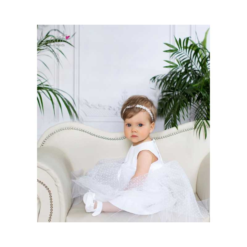 White Handmade Christening Baby Girl Dress Style POLA BIS