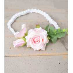 White/Pink/Green Handmade Christening Headband Style SOPHIA BIS