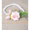 White/Pink/Green Handmade Christening Headband Style SOPHIA BIS