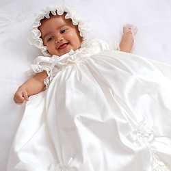 Sarah Louise Ivory Baby Girl Christening Gown & Bonnet Style 001144