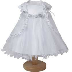 Sevva White Tulle Princess Christening Dress with Overlay & Bonnet Style L321