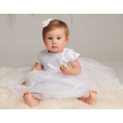 Sevva White Tulle Princess Christening Dress with Overlay & Bonnet Style L321