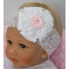 HANDMADE WHITE/PINK BABY GIRL CHRISTENING HEADBAND STYLE 333