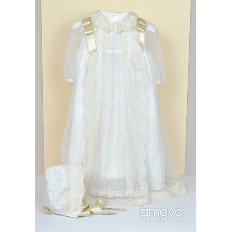 Handmade Ivory/Beige Baby Girl Christening/Baptism Gown Style 512005ML